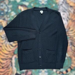 J.Crew Heritage Cotton Pointelle Stitch Cardigan Sweater V Neck Button L $128